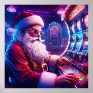 Poster Papai Noel Está Jogando As Faixas No Casino