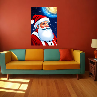 Poster Papai Noel, estrelas e lua | Arte AI