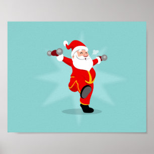 Poster Papai Noel fazendo exercícios de malhação