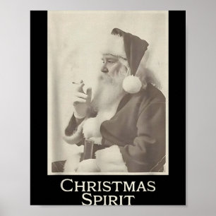 Poster Papai Noel fumando, Espírito Natalino Divertido