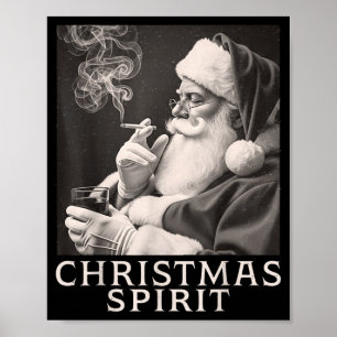 Poster Papai Noel Fumante Vintage Natal Engraçado Srit C