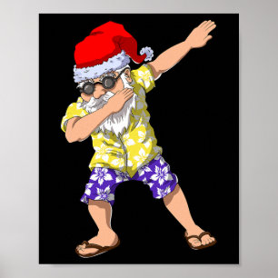 Poster Papai Noel havaiano fazendo Dabbing Natal em julho