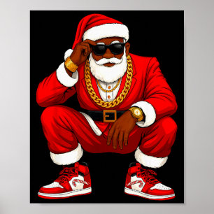 Poster Papai Noel Hip Hop Homens Afro-Americanos Esquadrã