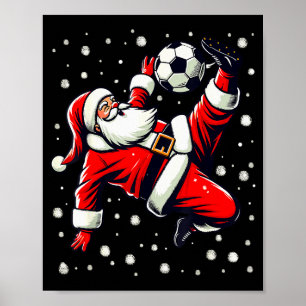 Poster Papai Noel joga futebol bicicleta chute, Natal Mul