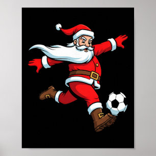 Poster Papai Noel joga futebol esportes de Natal mulheres