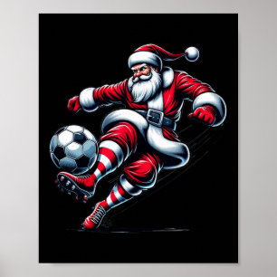 Poster Papai Noel joga futebol Natal esportes mulheres ho