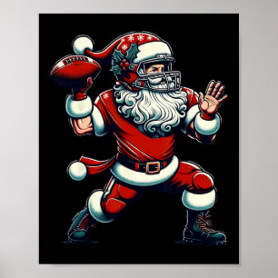 Poster Papai Noel Jogando Futebol Americano Natal Mulhere