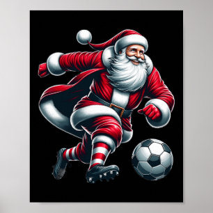 Poster Papai Noel Jogando Futebol Esportes Natal Mulheres