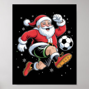 Poster Papai Noel Jogando Futebol Natal Meninos Homens Cr