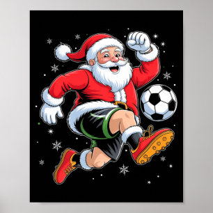 Poster Papai Noel Jogando Futebol Natal Meninos Homens Cr