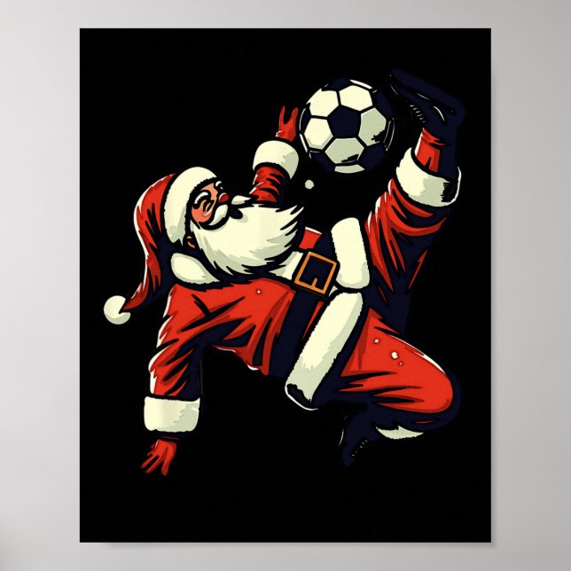 Poster Papai Noel jogando futebol no Natal Feriado (Frente)