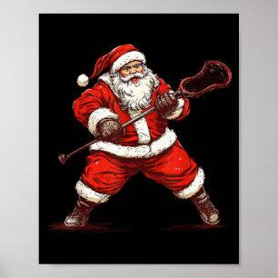 Poster Papai Noel Jogando Lacrosse Lacrosse Divertido Jog