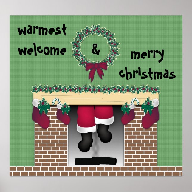 Poster Papai noel lareira (Frente)