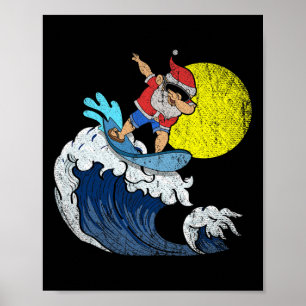 Poster Papai Noel Legal Dabbing Surfando Natal Divertido 