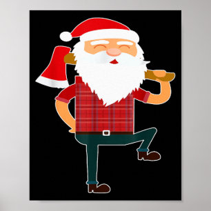 Poster Papai Noel Lenhador Fofo Chapéu de Natal Feio e Di