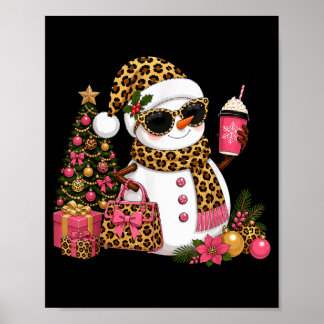 Poster Papai Noel Leopardo Boneco de Neve Boujee Feriado