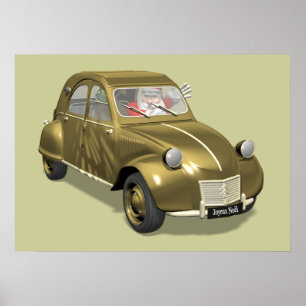 Pôster Papai Noel Na Citroen 2CV
