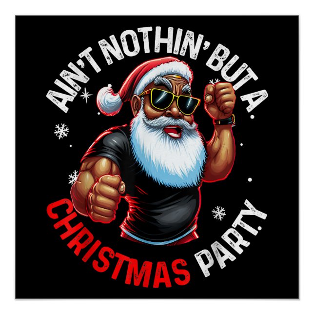 Pôster Papai Noel Natal afro-americano (Frente)