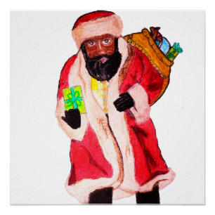 Pôster Papai Noel NEGRO
