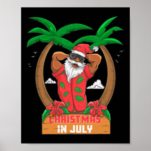 Poster Papai Noel Negro Aproveitando a Praia Havaí Feliz