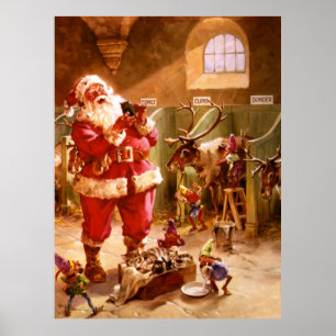 Poster Papai noel no celeiro da rena