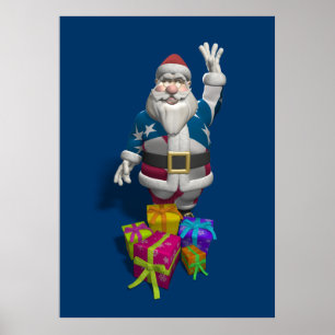 Pôster Papai Noel Patriótico dos EUA