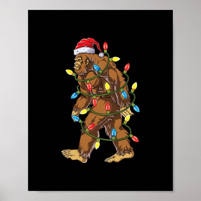 Poster papai noel patudo árvore de natal luzes xmas rapaz (Frente)