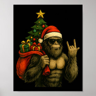 Poster Papai Noel Pé Grande Árvore de Natal Rock On Natal