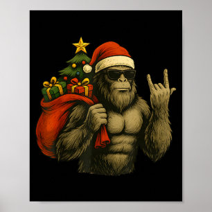 Poster Papai Noel Pé Grande Árvore de Natal Rock On Natal