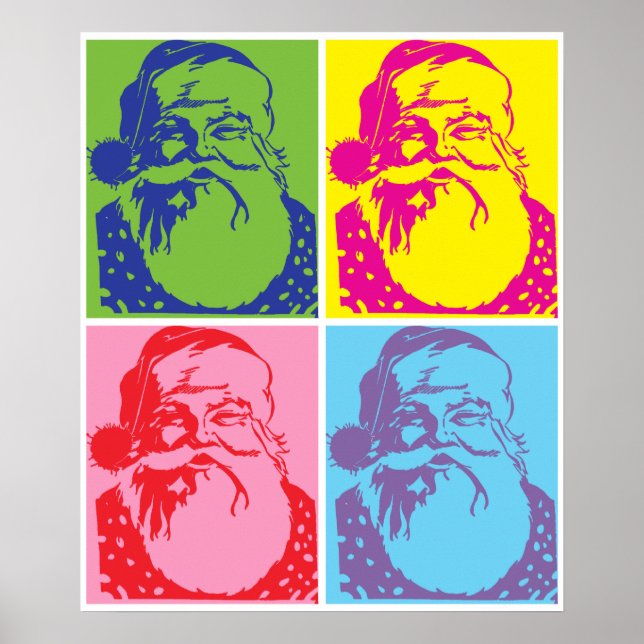 Pôster Papai noel Pop de arte Feliz Natal (Frente)