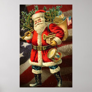Pôster Papai noel/poster patrióticos arte do vintage