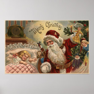 Poster Papai noel que guardara a boneca, menina de sono
