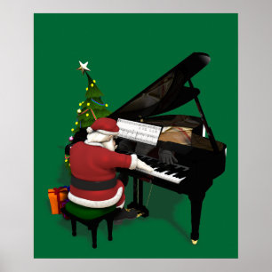 Pôster Papai Noel que joga o piano