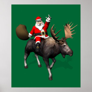 Poster Papai Noel que monta um alce