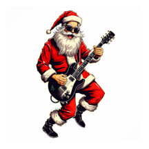 Papai Noel Rocking & Jamming On Sua Violão
