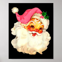 Papai Noel Rosa Rosto de Natal Antigo Xmas Vintage