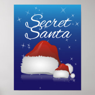 Pôster Papai noel secreto, azul/chapéu