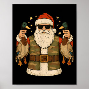 Poster Papai Noel Segura Caça ao Pato Mallard Natal Camis