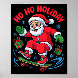 Poster Papai Noel Skater Amante de Skate Funny Natal X