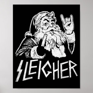 Poster Papai Noel Sleigher Rock On Goth Pesado