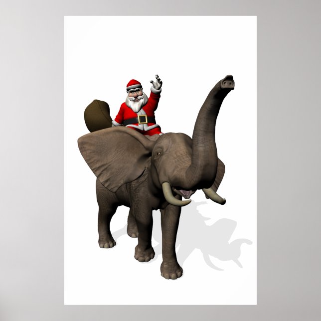 Pôster Papai Noel Sobre Elefante (Frente)