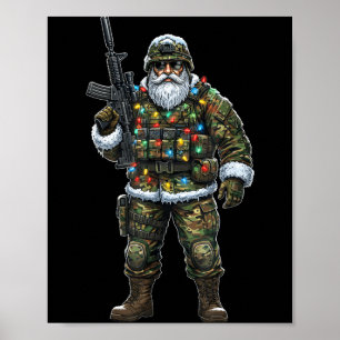 Poster Papai Noel Soldado Camuflagem Natal Militar Caçado