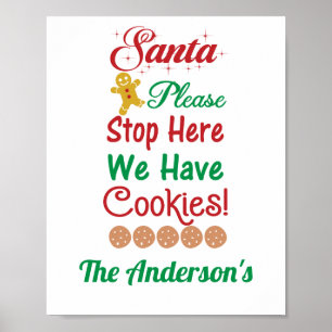 Poster Papai Noel Temos Biscoitos Vermelhos Verdes 