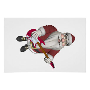 Pôster Papai Noel tocando violão elétrico