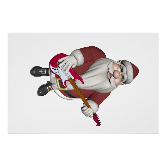 Pôster Papai Noel tocando violão elétrico (Frente)