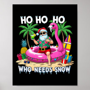 Poster Papai Noel Tropical Engraçado Presente de Férias d