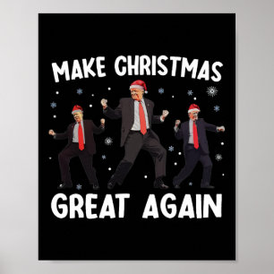 Poster Papai Noel Trump Dança Faça O Natal Grande Novamen