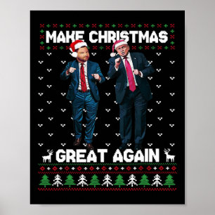 Poster Papai Noel Trump Dançando E Dj Vance Tornam O Nata