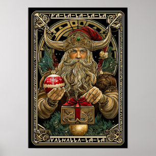 Poster Papai Noel Viking engraçado Natal Valhalla Yule