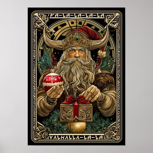 Poster Papai Noel Viking engraçado Natal Valhalla Yule  (Frente)